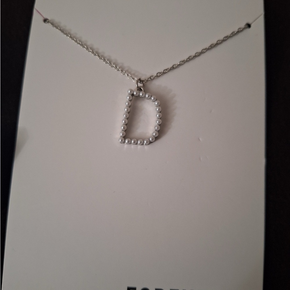Sparkling Silver Necklace with Rhinestone D Pendant